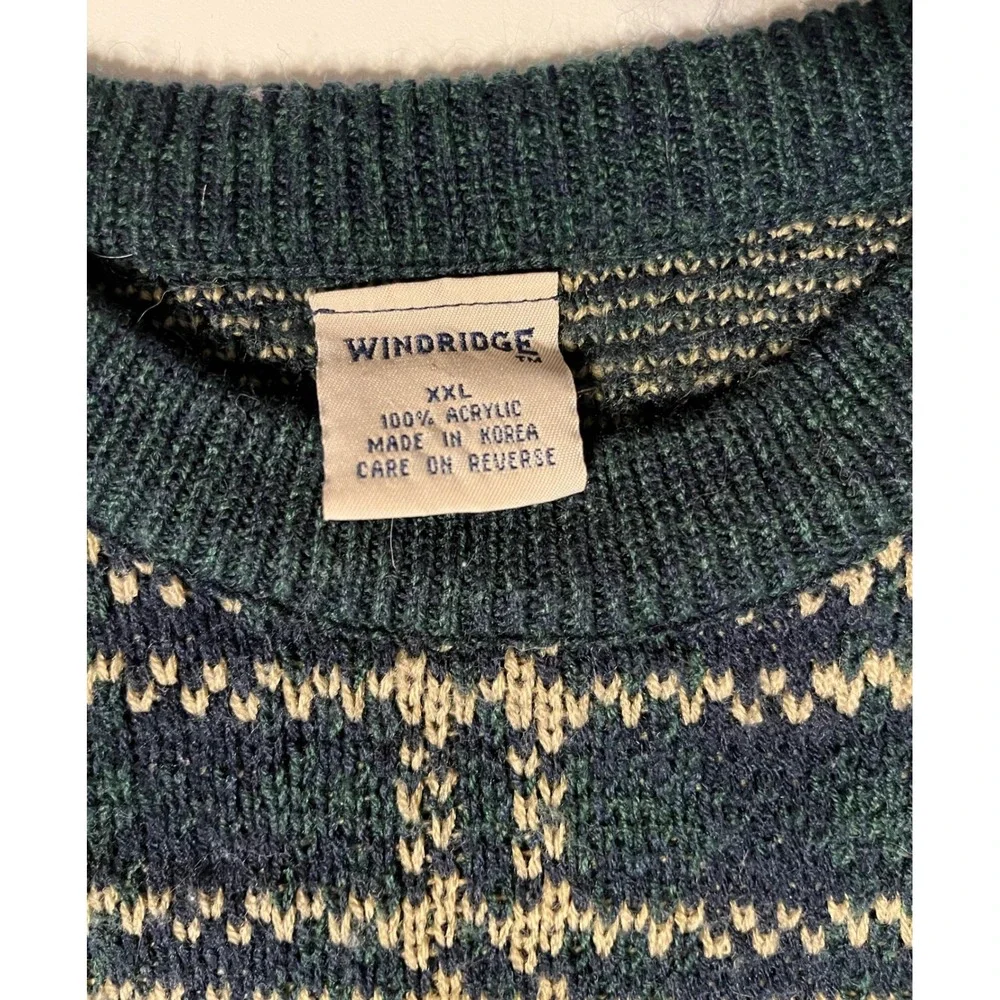 VTG Windridge Plaid Crew Neck Long Sleeve Sweater XXL Holiday Knit Pullover